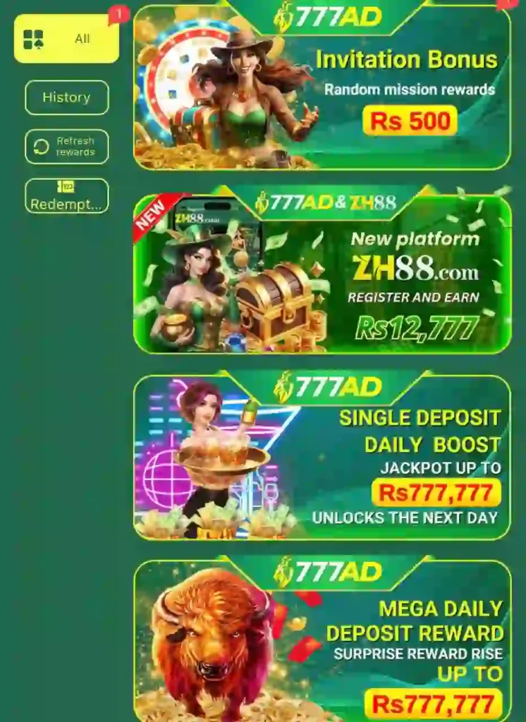 777AD daily bonus rewards