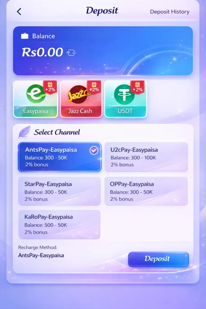 payment deposit withdraw method