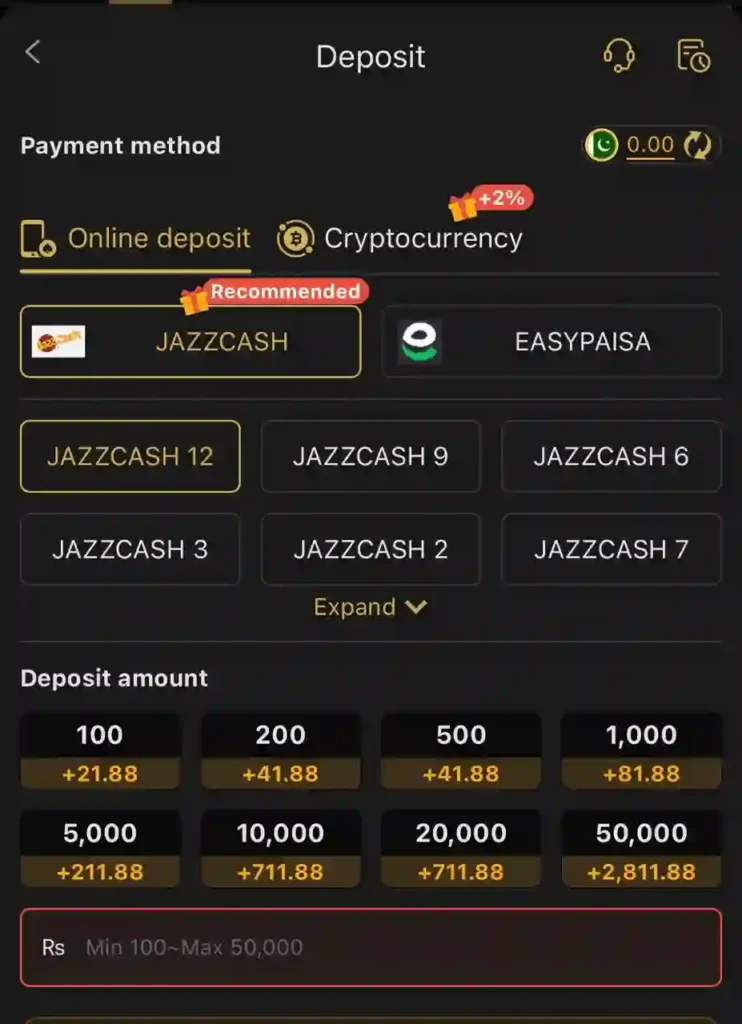 Deposit methods for J188 game