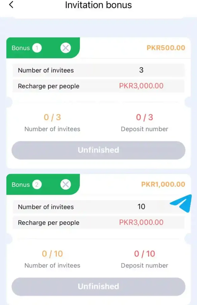 invitation bonus of PKR47 game