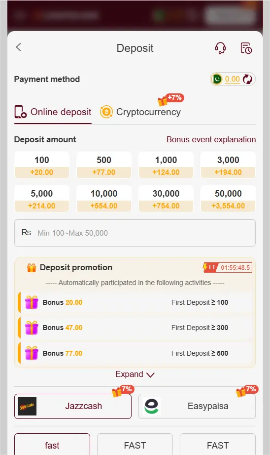 luckypub game deposit withdraw options