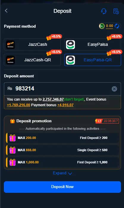 JazzCash EasyPaisa deposit