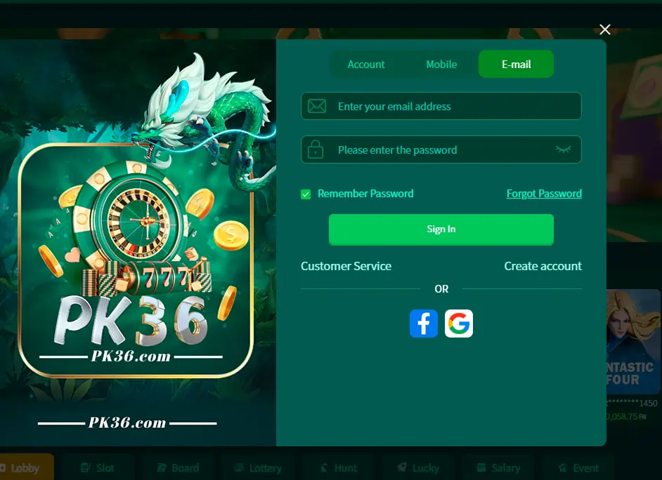 Pk36 Game Login Image