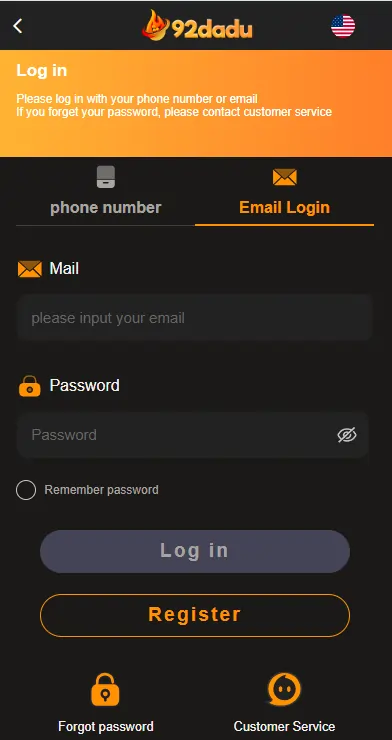 92Dadu Game Login screenshot