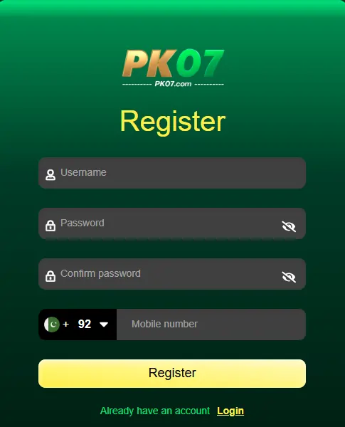 PK07 Game regester Image