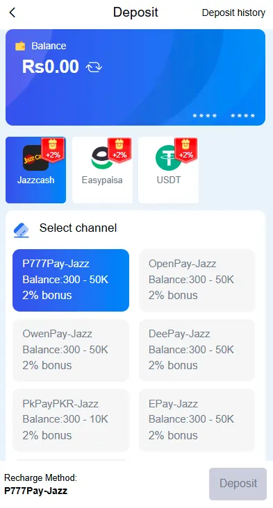 Deposite Section Image of 92 Glory Game