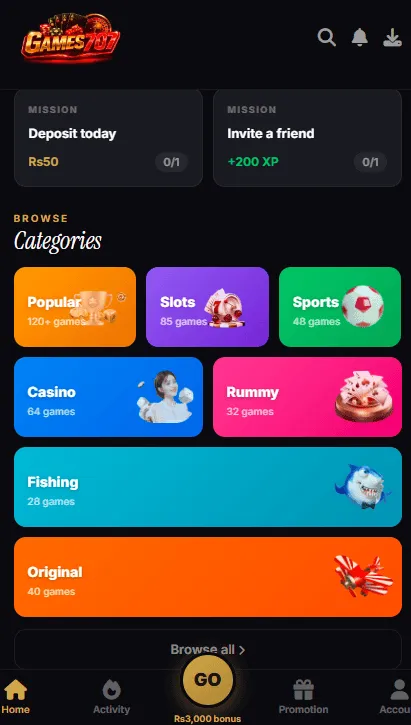 Games707 Game Bonuses
