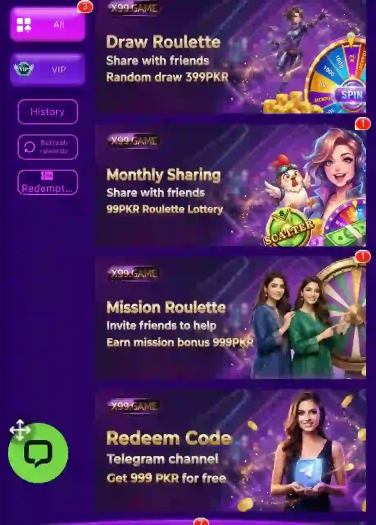 X99 game bonus and promotions