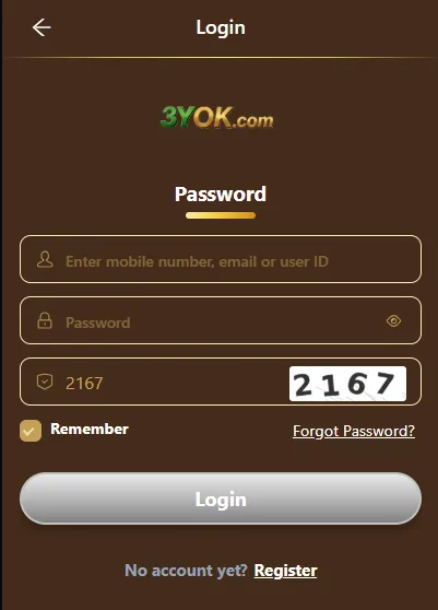 3YOK Game Login ScreenShot