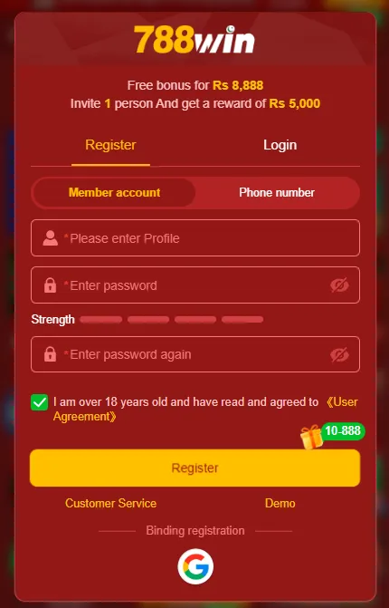 788Win Game Login Image