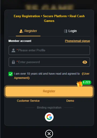 90Jili Game Login Screenshot