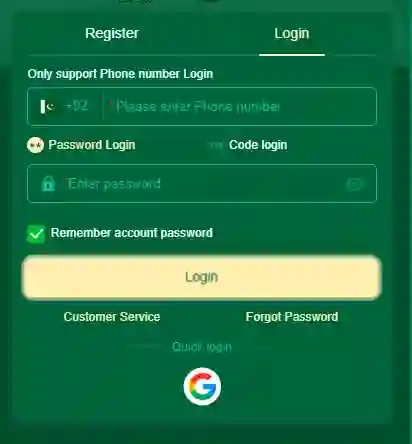 BB333 Game login screenshot