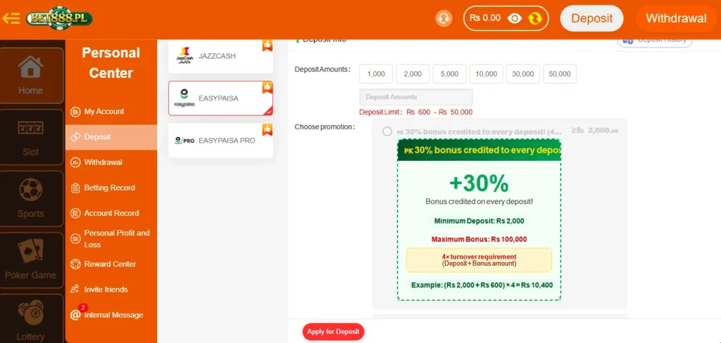 Bet888 Game Withdrawal ScreenShot
