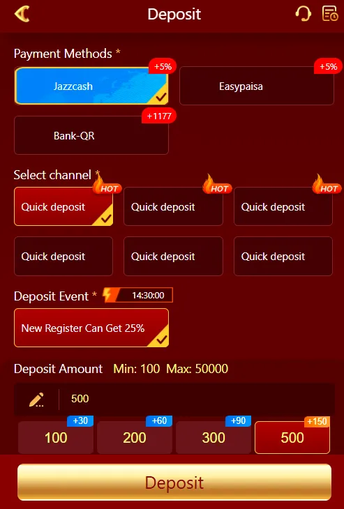 EK77 Game Deposite Screenshot