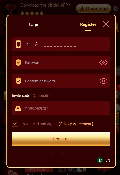 EK77 Game Login Screenshot