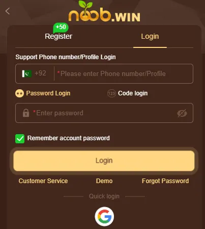 NoobWin Game Login ScreenShot