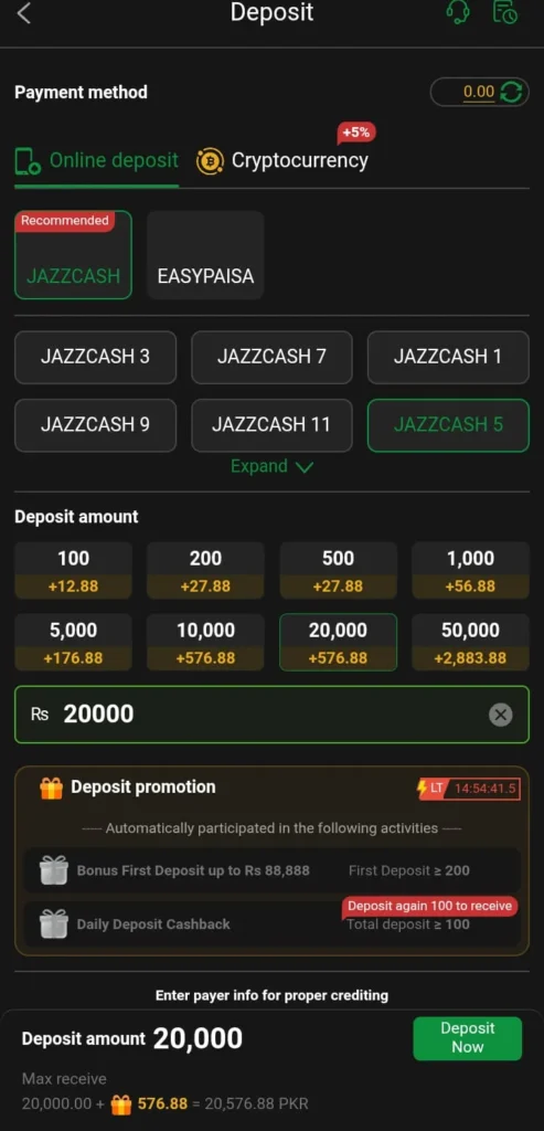 OkPkr Game Deposite Screenshot
