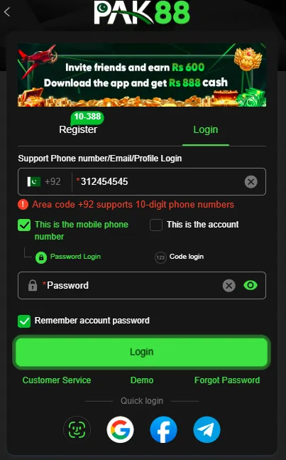 Pak88 Game Login Image