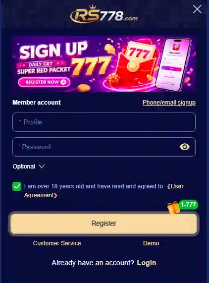 RS778 Game Login Image