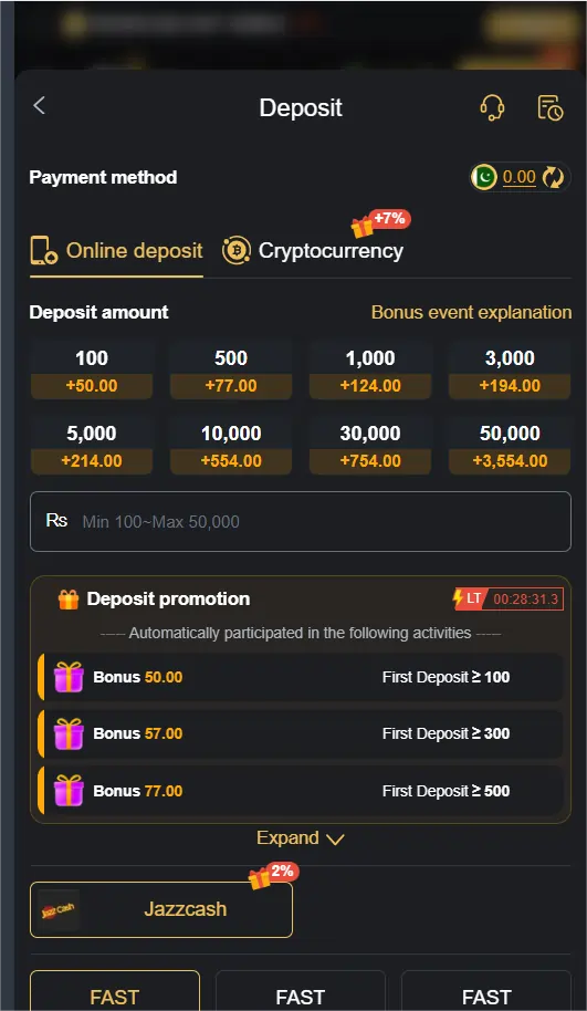 done999 deposit options